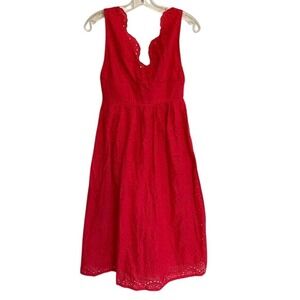 LULUS Holiday Romantic Red Eyelet Lace Midi‎ Dress  XS - EUC